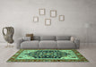 Machine Washable Abstract Turquoise Modern Area Rugs in a Living Room,, wshabs2892turq