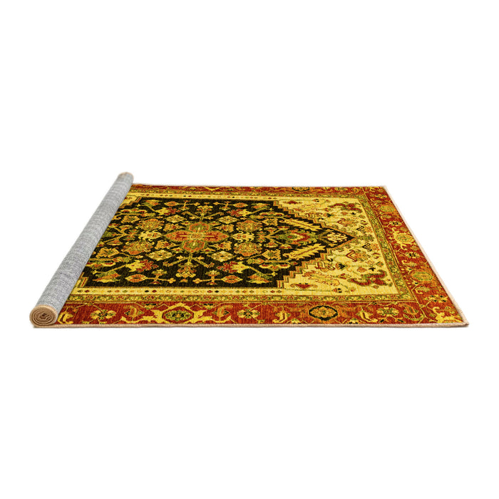 Sideview of Machine Washable Abstract Yellow Modern Rug, wshabs2892yw