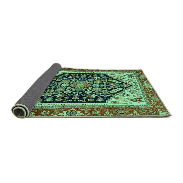 Sideview of Abstract Turquoise Modern Rug, abs2892turq