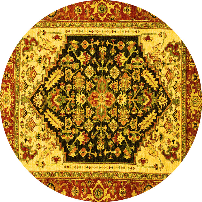 Round Machine Washable Abstract Yellow Modern Rug, wshabs2892yw