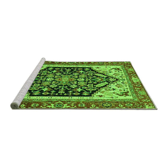 Sideview of Machine Washable Abstract Green Modern Area Rugs, wshabs2892grn