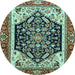 Round Machine Washable Abstract Light Blue Modern Rug, wshabs2892lblu