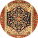 Round Machine Washable Abstract Gold Rug, wshabs2892