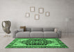 Machine Washable Abstract Emerald Green Modern Area Rugs in a Living Room,, wshabs2892emgrn