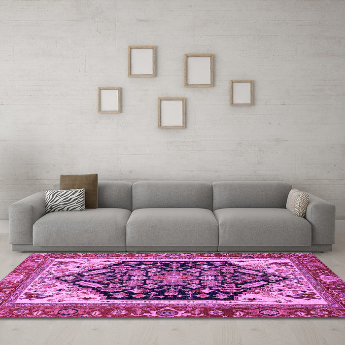 Machine Washable Abstract Purple Modern Area Rugs in a Living Room, wshabs2892pur