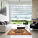 Square Machine Washable Abstract Gold Rug in a Living Room, wshabs2892