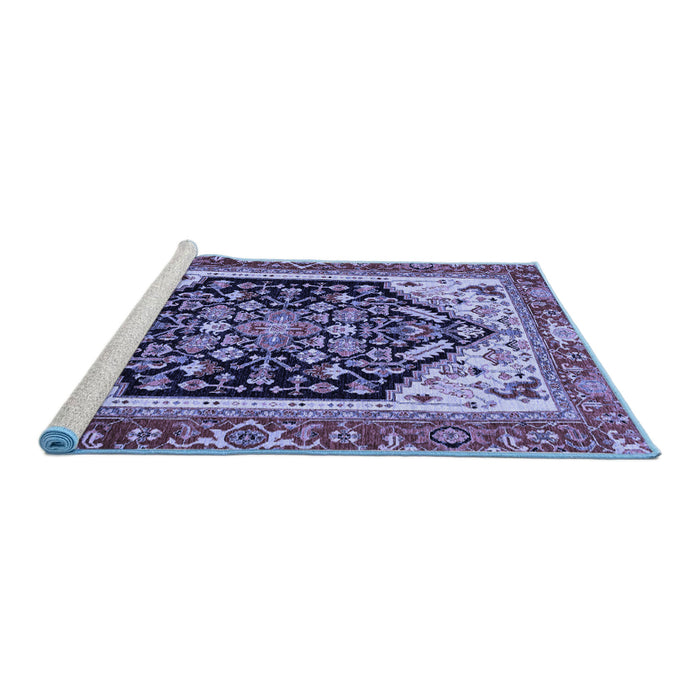 Sideview of Machine Washable Abstract Blue Modern Rug, wshabs2892blu
