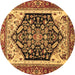 Round Abstract Brown Modern Rug, abs2892brn