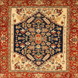 Square Machine Washable Abstract Gold Rug, wshabs2892