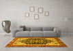 Machine Washable Abstract Yellow Modern Rug in a Living Room, wshabs2892yw