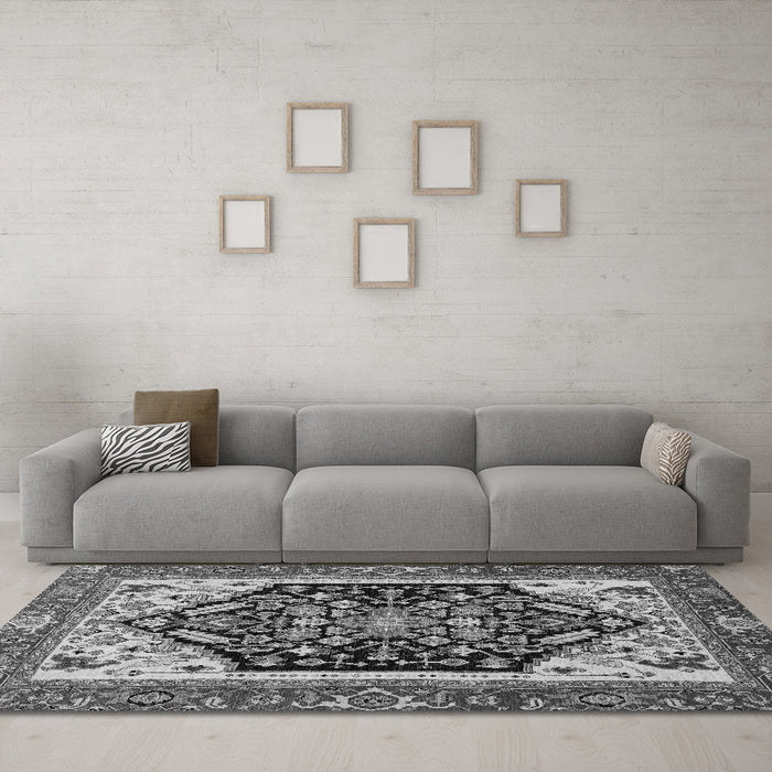 Machine Washable Abstract Gray Modern Rug in a Living Room,, wshabs2892gry