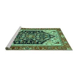 Sideview of Machine Washable Abstract Turquoise Modern Area Rugs, wshabs2892turq