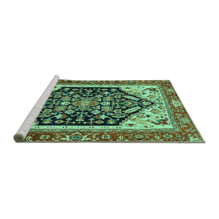 Sideview of Machine Washable Abstract Turquoise Modern Area Rugs, wshabs2892turq