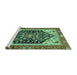 Sideview of Machine Washable Abstract Turquoise Modern Area Rugs, wshabs2892turq