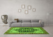 Machine Washable Abstract Green Modern Area Rugs in a Living Room,, wshabs2892grn