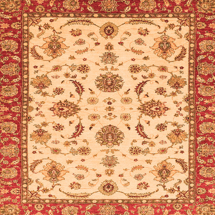 Square Machine Washable Oriental Orange Traditional Area Rugs, wshabs2893org
