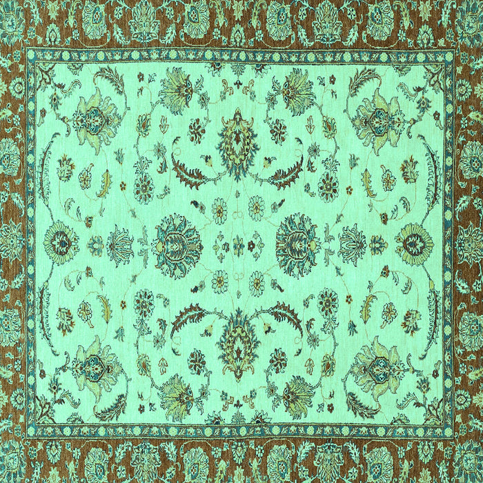 Square Oriental Turquoise Traditional Rug, abs2893turq
