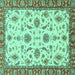 Square Oriental Turquoise Traditional Rug, abs2893turq