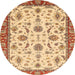 Round Abstract Red Oriental Rug, abs2893