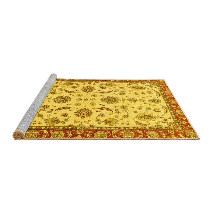 Sideview of Machine Washable Oriental Yellow Traditional Rug, wshabs2893yw