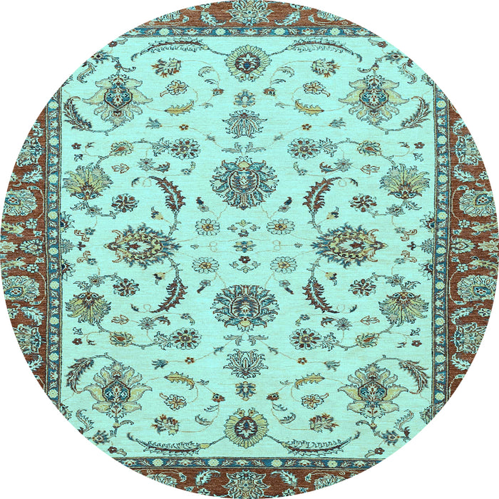 Round Oriental Light Blue Traditional Rug, abs2893lblu