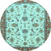 Round Oriental Light Blue Traditional Rug, abs2893lblu