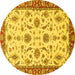 Round Oriental Yellow Traditional Rug, abs2893yw