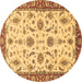 Round Machine Washable Oriental Brown Traditional Rug, wshabs2893brn