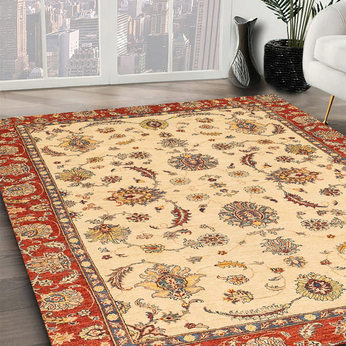 Machine Washable Abstract Red Rug in a Family Room, wshabs2893