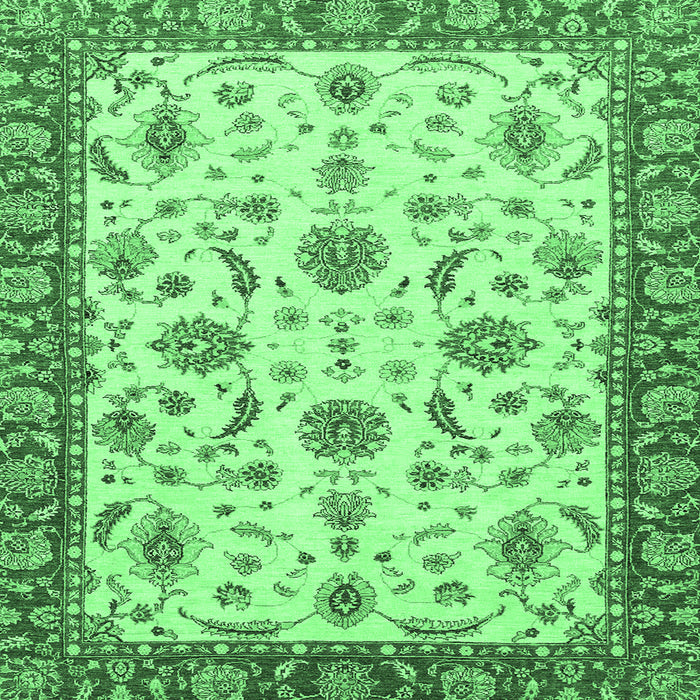 Square Machine Washable Oriental Emerald Green Traditional Area Rugs, wshabs2893emgrn