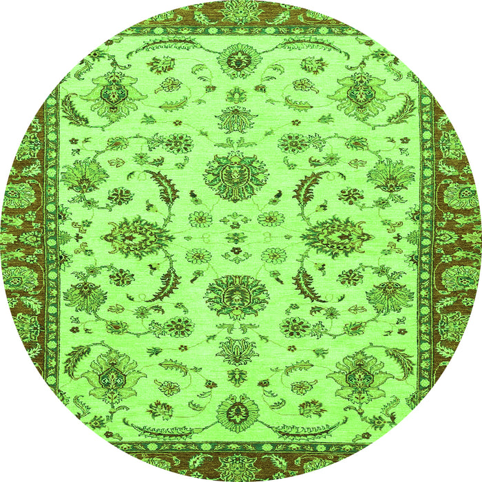 Round Machine Washable Oriental Green Traditional Area Rugs, wshabs2893grn