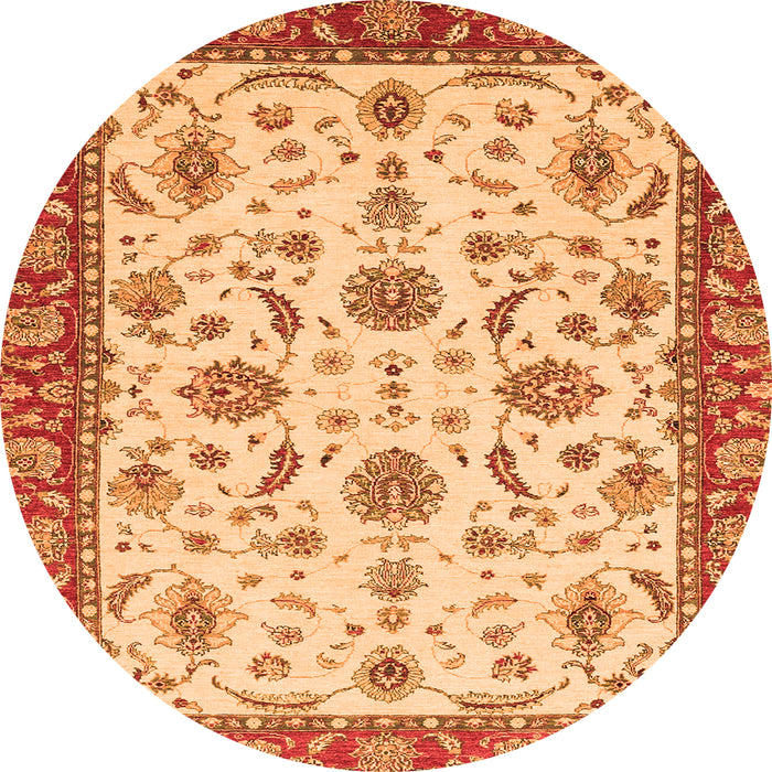 Round Oriental Orange Traditional Rug, abs2893org