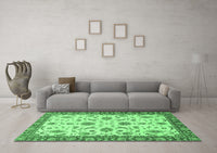 Machine Washable Oriental Emerald Green Traditional Rug, wshabs2893emgrn