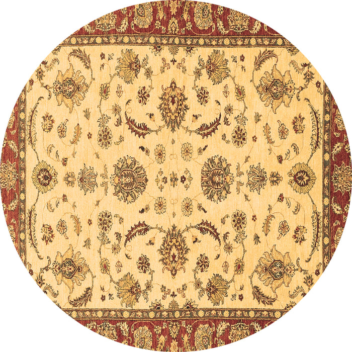 Round Oriental Brown Traditional Rug, abs2893brn
