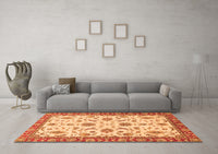 Machine Washable Oriental Orange Traditional Rug, wshabs2893org