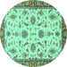 Round Oriental Turquoise Traditional Rug, abs2893turq