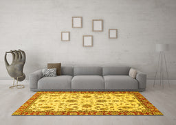 Machine Washable Oriental Yellow Traditional Rug in a Living Room, wshabs2893yw
