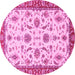 Round Oriental Pink Traditional Rug, abs2893pnk