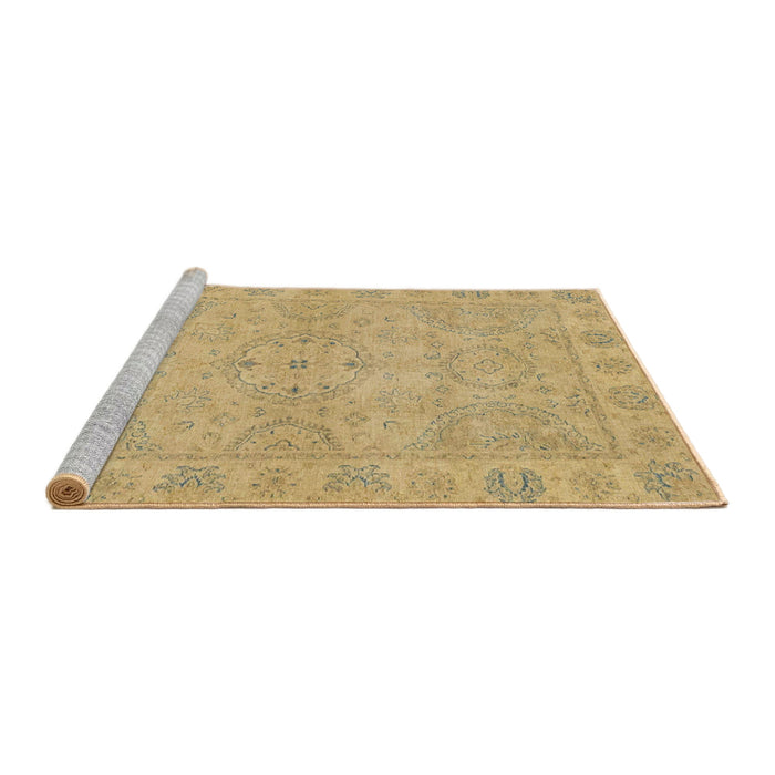 Sideview of Machine Washable Abstract Gold Rug, wshabs2894
