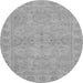 Round Machine Washable Oriental Gray Traditional Rug, wshabs2894gry