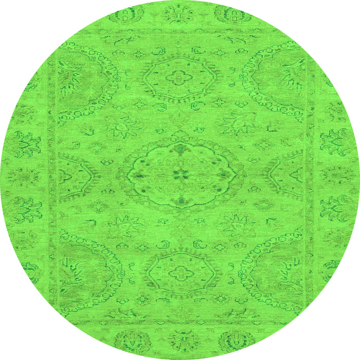 Round Machine Washable Oriental Green Traditional Area Rugs, wshabs2894grn