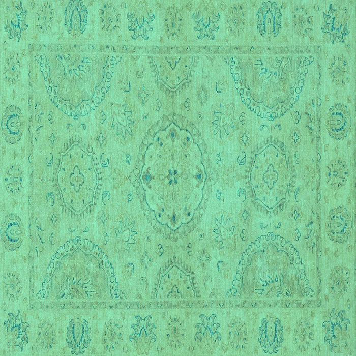 Square Machine Washable Oriental Turquoise Traditional Area Rugs, wshabs2894turq