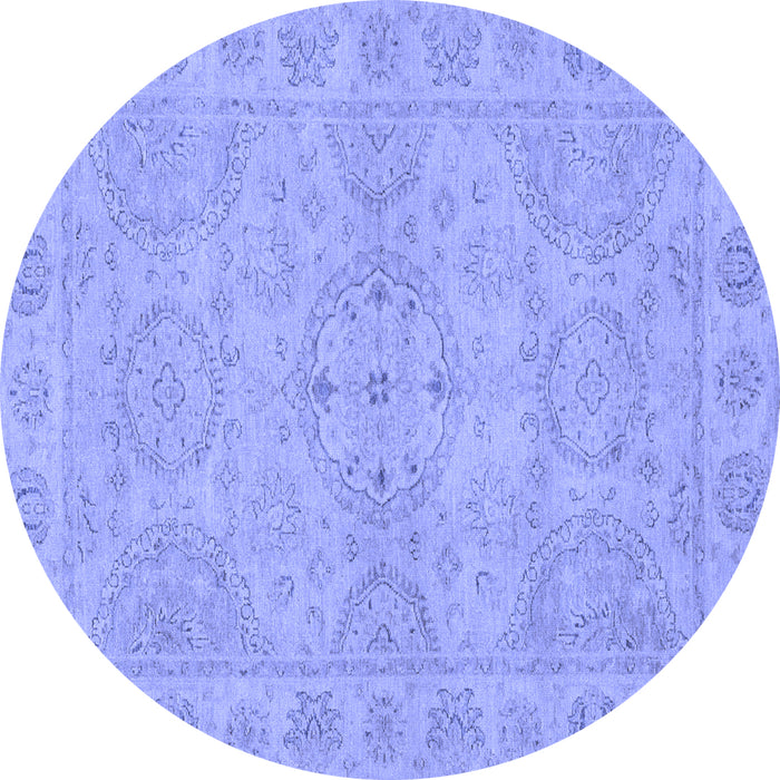 Round Machine Washable Oriental Blue Traditional Rug, wshabs2894blu