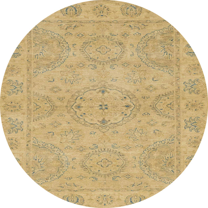 Round Abstract Gold Oriental Rug, abs2894