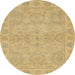 Round Abstract Gold Oriental Rug, abs2894