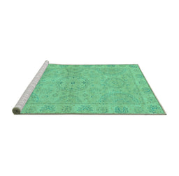 Sideview of Machine Washable Oriental Turquoise Traditional Area Rugs, wshabs2894turq