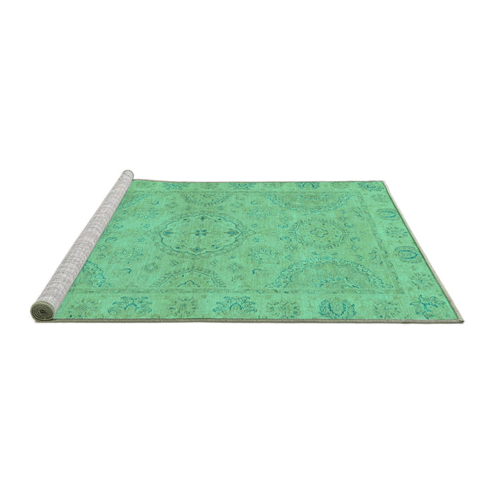 Sideview of Machine Washable Oriental Turquoise Traditional Area Rugs, wshabs2894turq