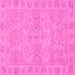 Square Machine Washable Oriental Pink Traditional Rug, wshabs2894pnk