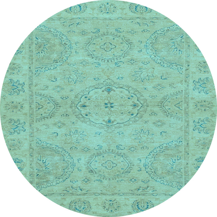 Round Oriental Light Blue Traditional Rug, abs2894lblu