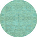 Round Oriental Light Blue Traditional Rug, abs2894lblu